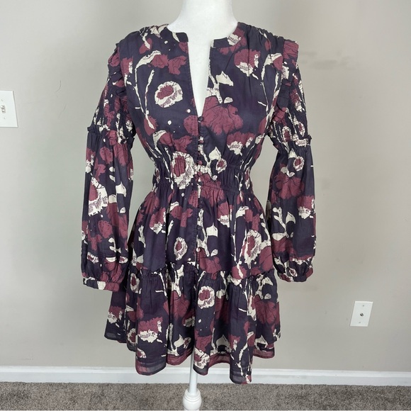 CLEOBELLA RAINEY MINI DRESS IN ABSTRACT PRINT LONG SLEEVES SIZE MEDIUM - Picture 6 of 16